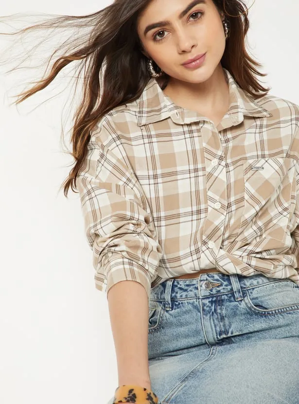 Women Checked Oversized Shirt